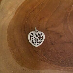 RETIRED James Avery Best Friend Heart Charm, Sterling Silver